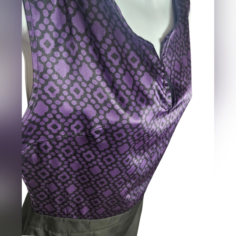 0005 Banana Republic Sleeveless Dress  Purple Black Party Office Workwear Size 4 - Picture 4 of 14